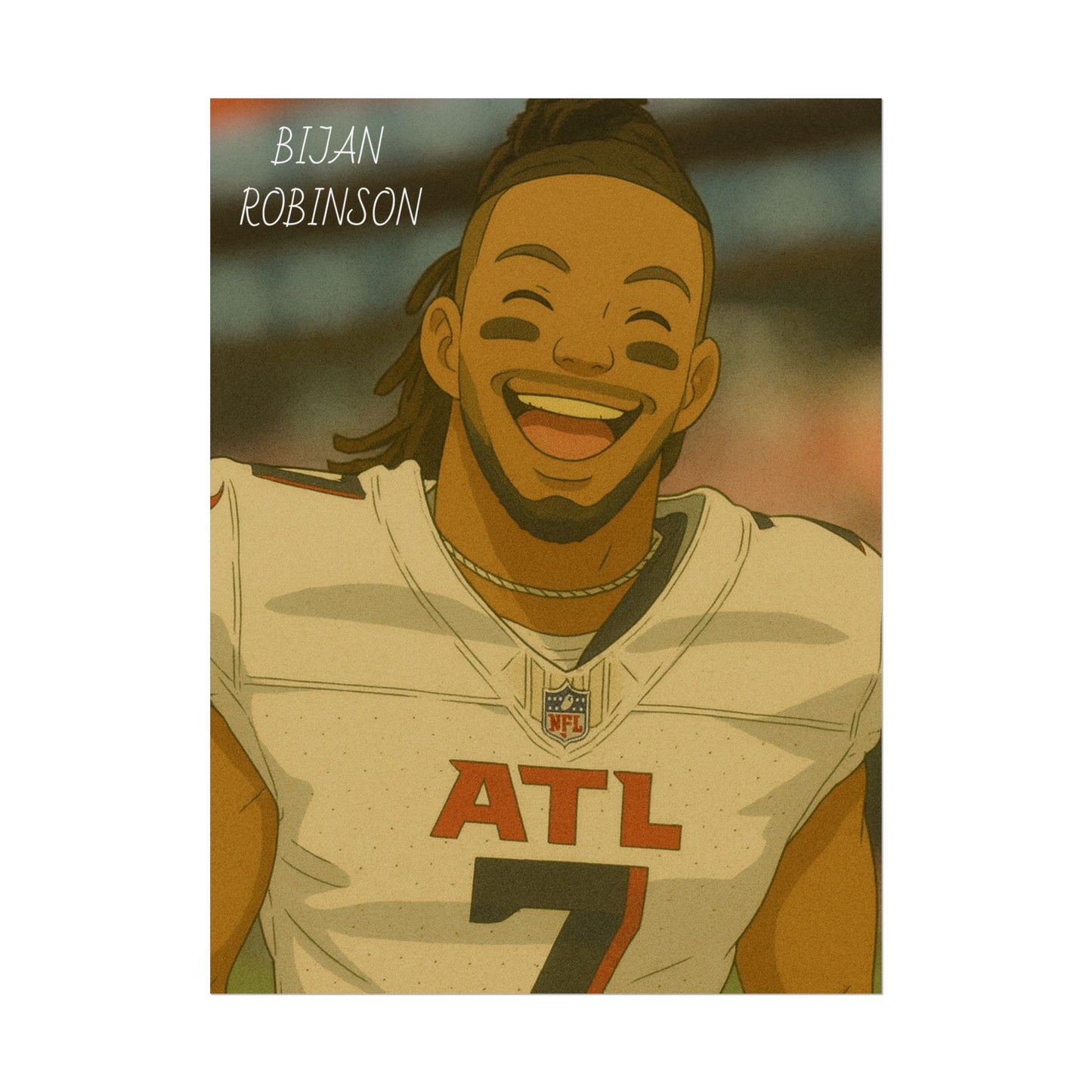 Loco Fits Anime Football 'Happy Bijan Robinson' Poster