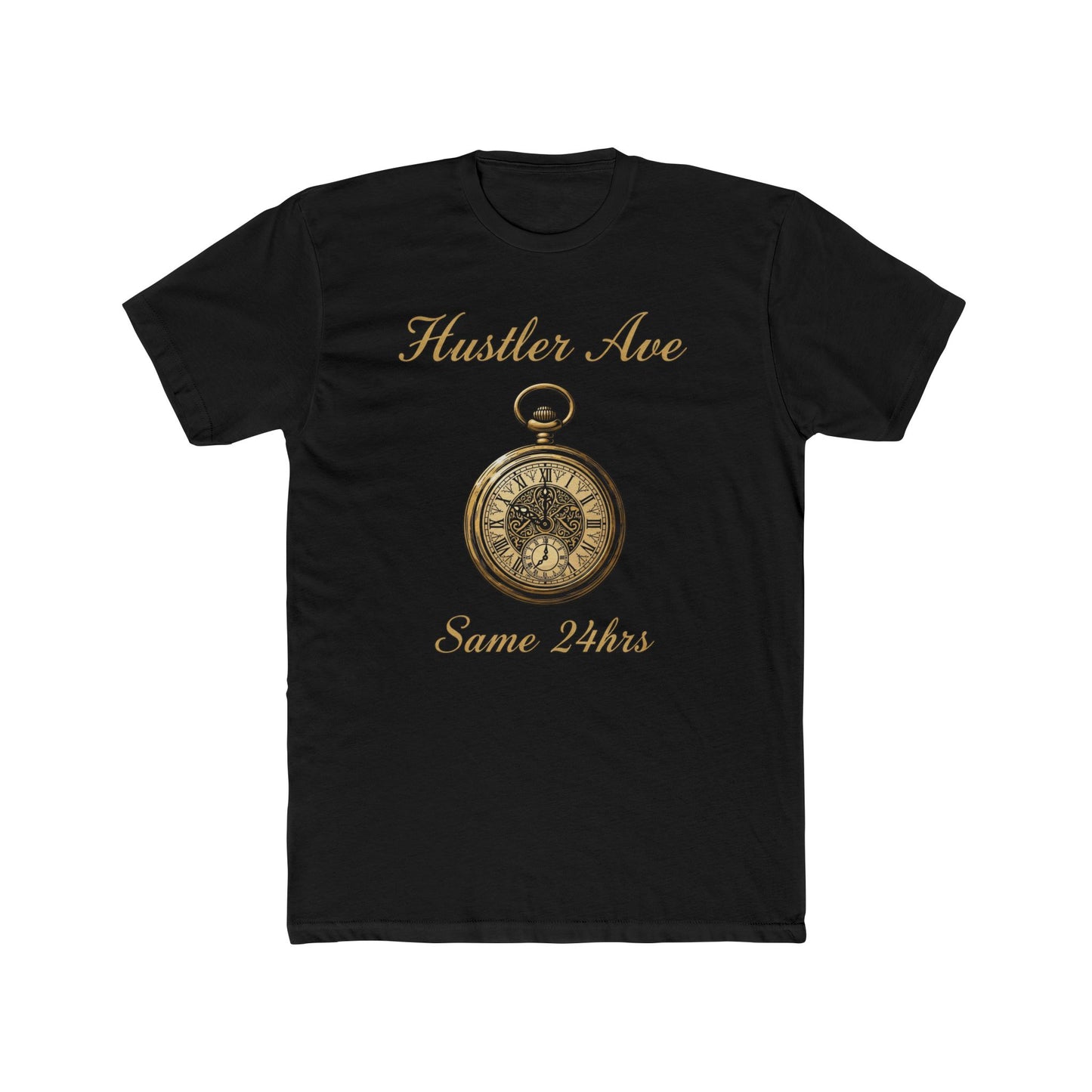 "Hustler Ave" Same 24Hrs Pocket Watch Cotton Crew Tee