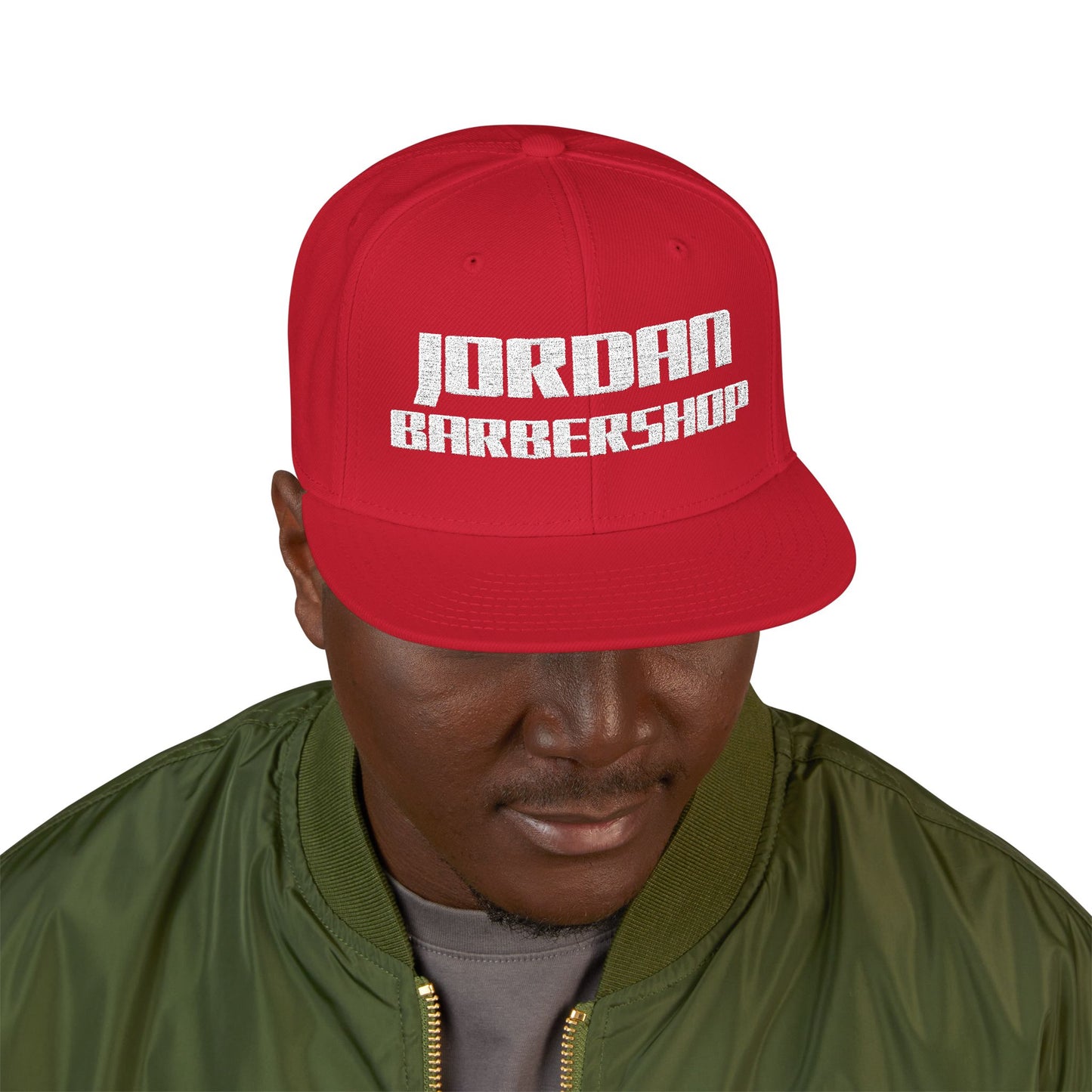 Jordan Barbershop White Text Snapback