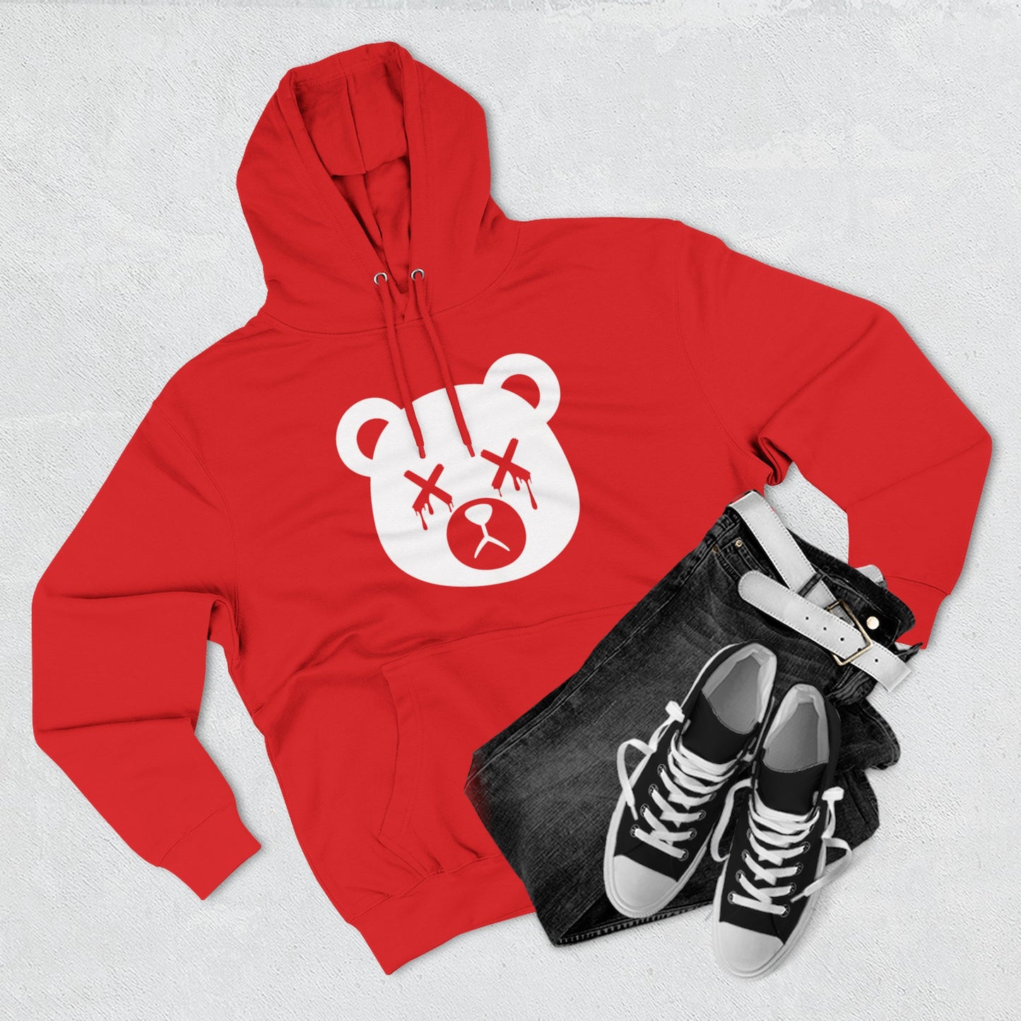 "Wicked Way" Dead Bear Head Solo White Logo Hoodie
