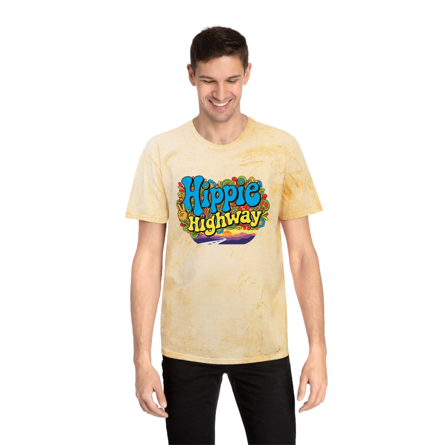 Exclusive (40 to be sold only) "Hippie Highway" Open Mind Open Road Tye Dye Color Blast T-Shirt