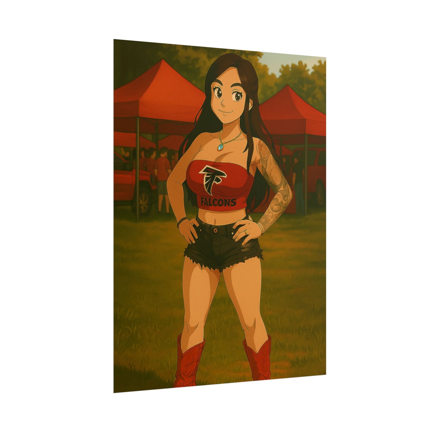 Loco Fits Anime Girls 'Falcons Girl Tailgating' Poster