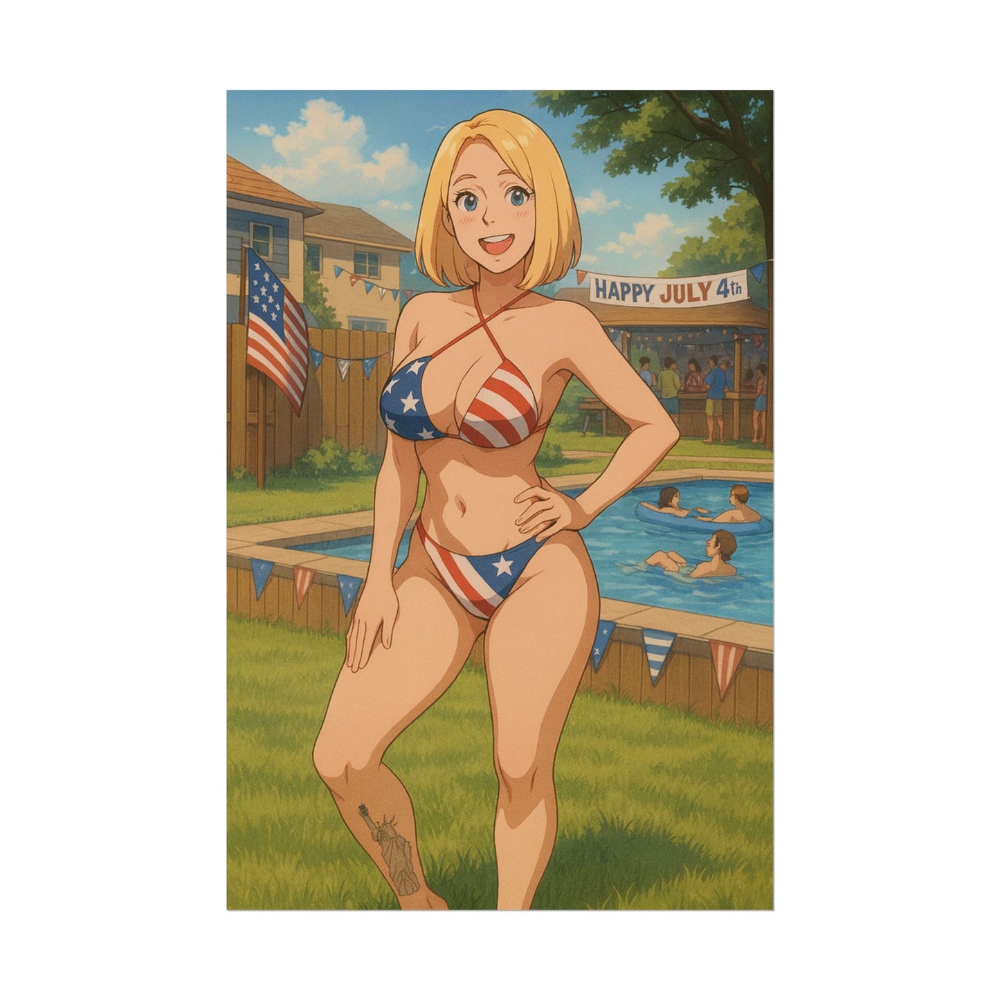 Loco Fits Anime Girls 'Happy July 4th' Poster