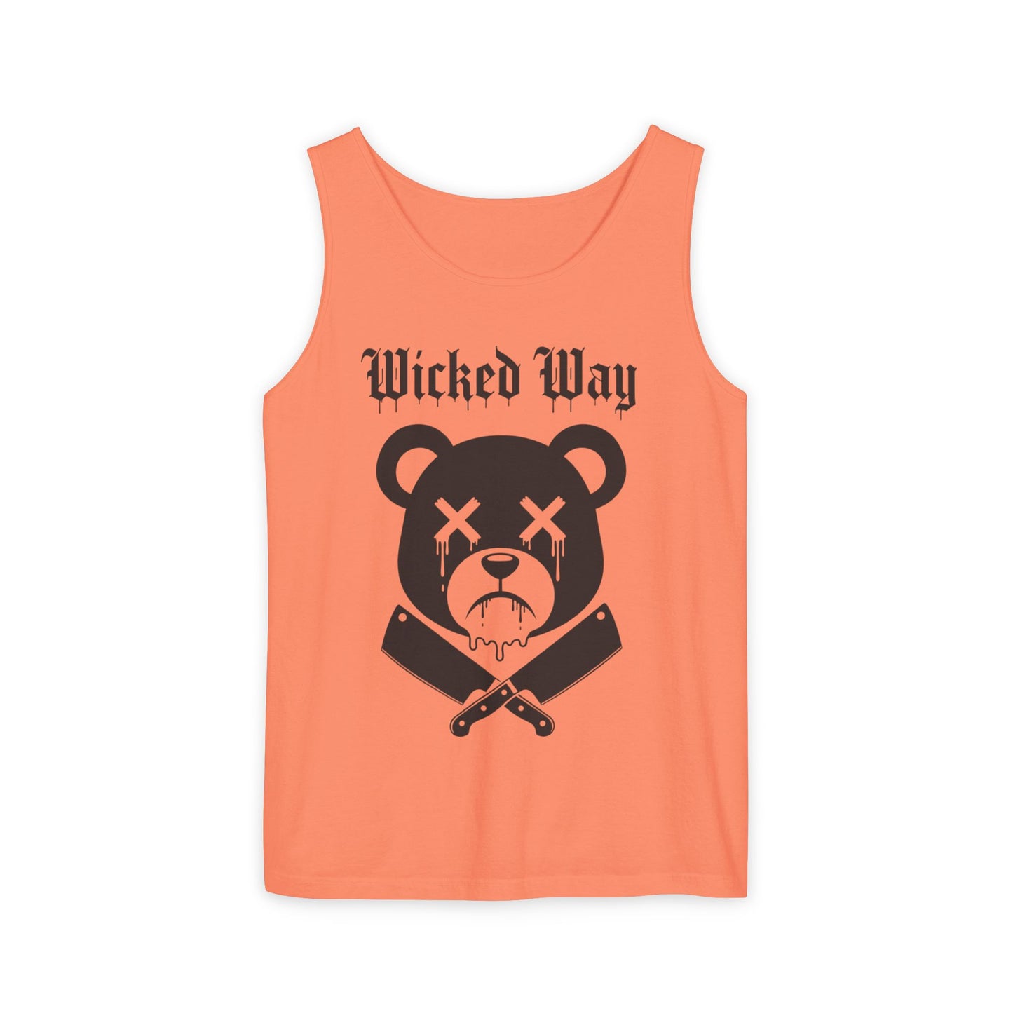 Limited Edition "Wicked Way" Drippy Bear Head Double Butcher Knife Tank Top