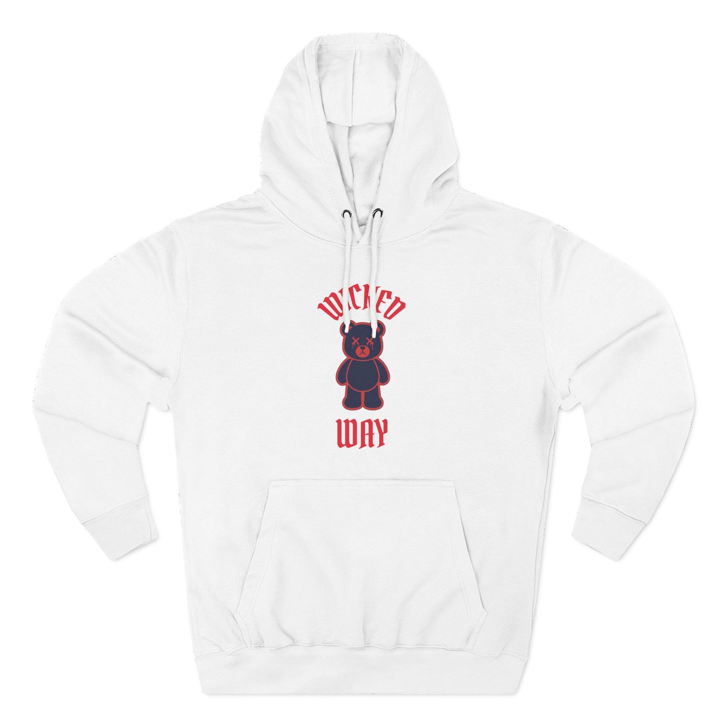 "Wicked Way" Deady Bear Red & Blue Fleece Hoodie