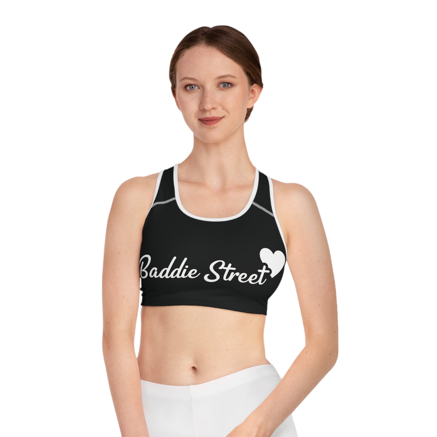 "Baddie Street" Script Heart V2 Sports Bra Active Fitness Wear