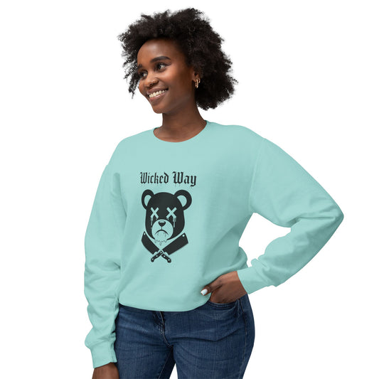Limited Edition "Wicked Way" Drippy Bear Head Double Butcher Knife Lightweight Crewneck Sweatshirt (Multi Color Options)