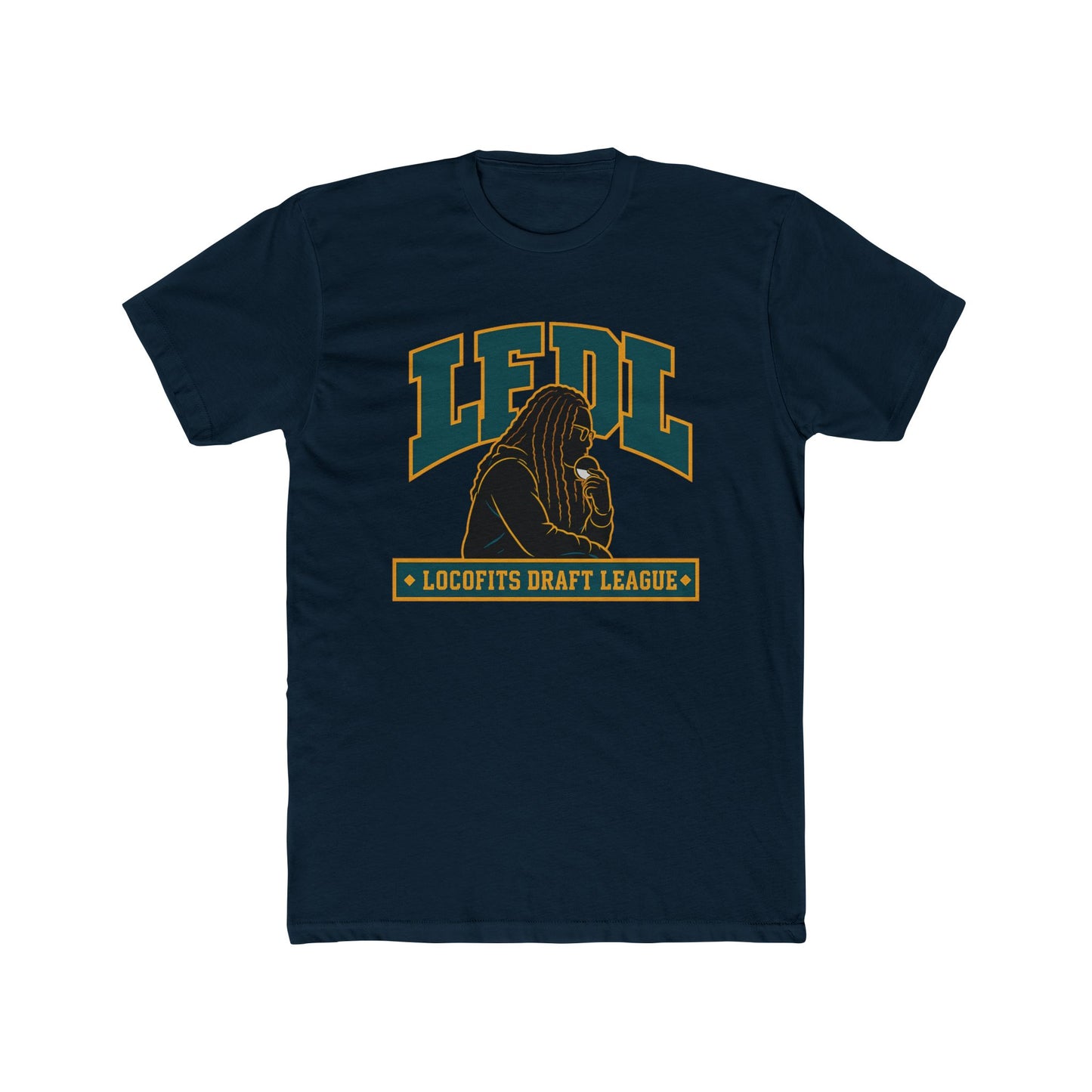 LocoFits Draft League NC Portrait Silhouette Logo Cotton Crew Tee
