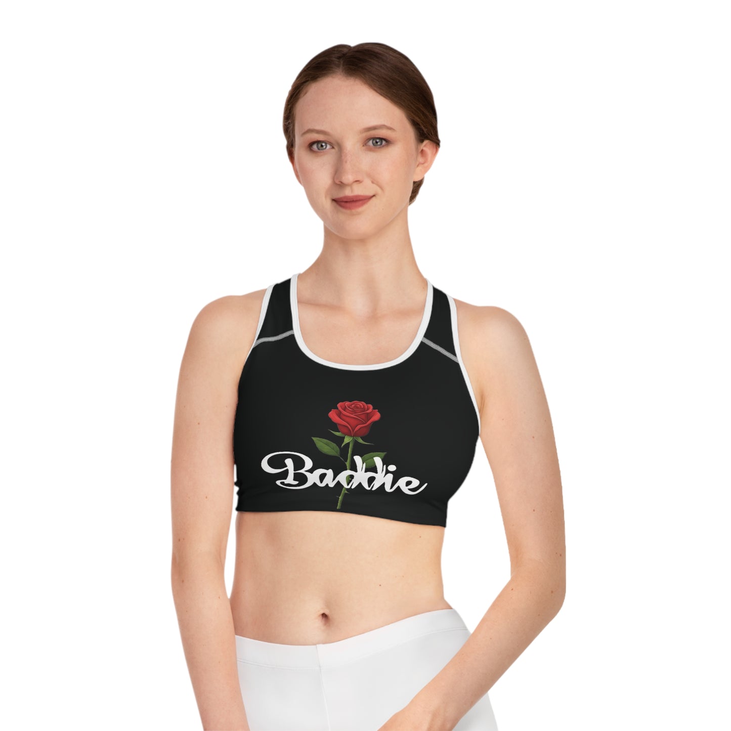 "Baddie Street" Labeled Baddie Rose Sports Bra Active Fitness Wear