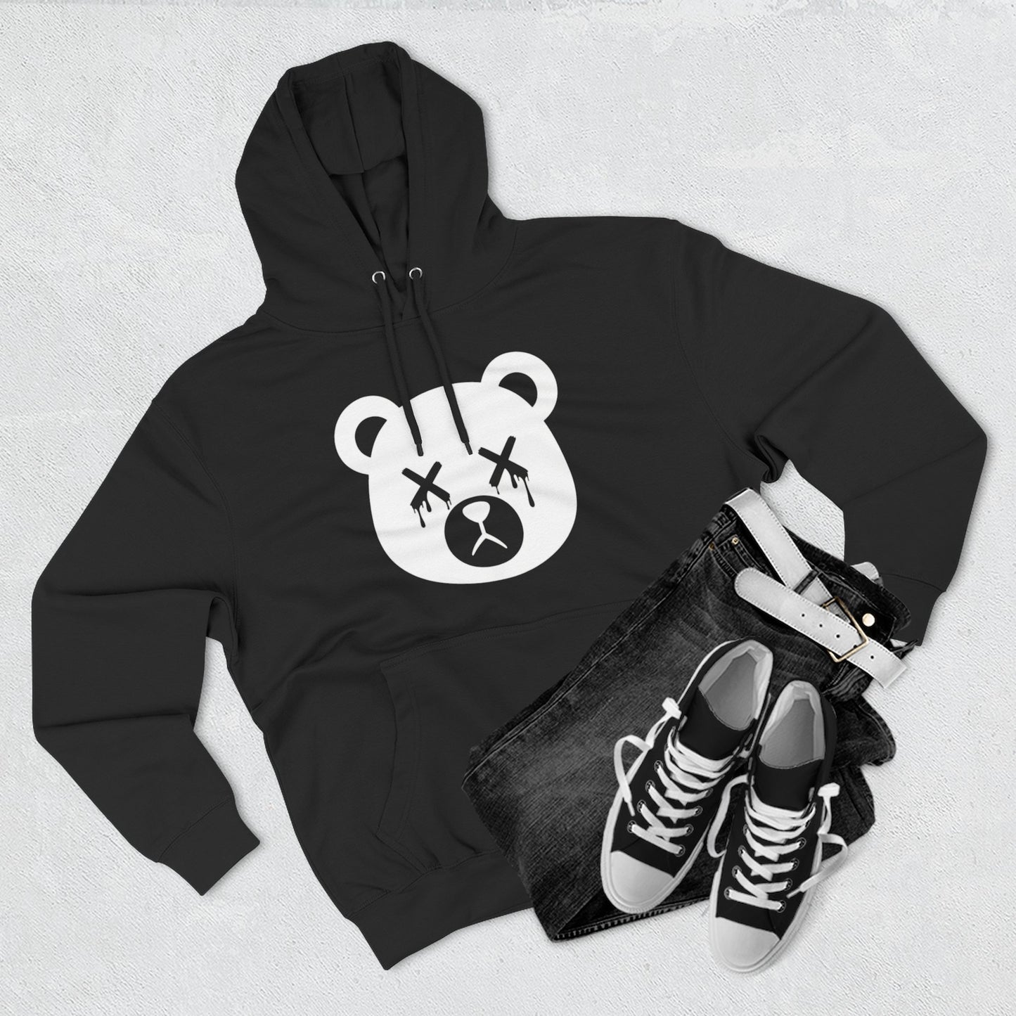 "Wicked Way" Dead Bear Head Solo White Logo Hoodie
