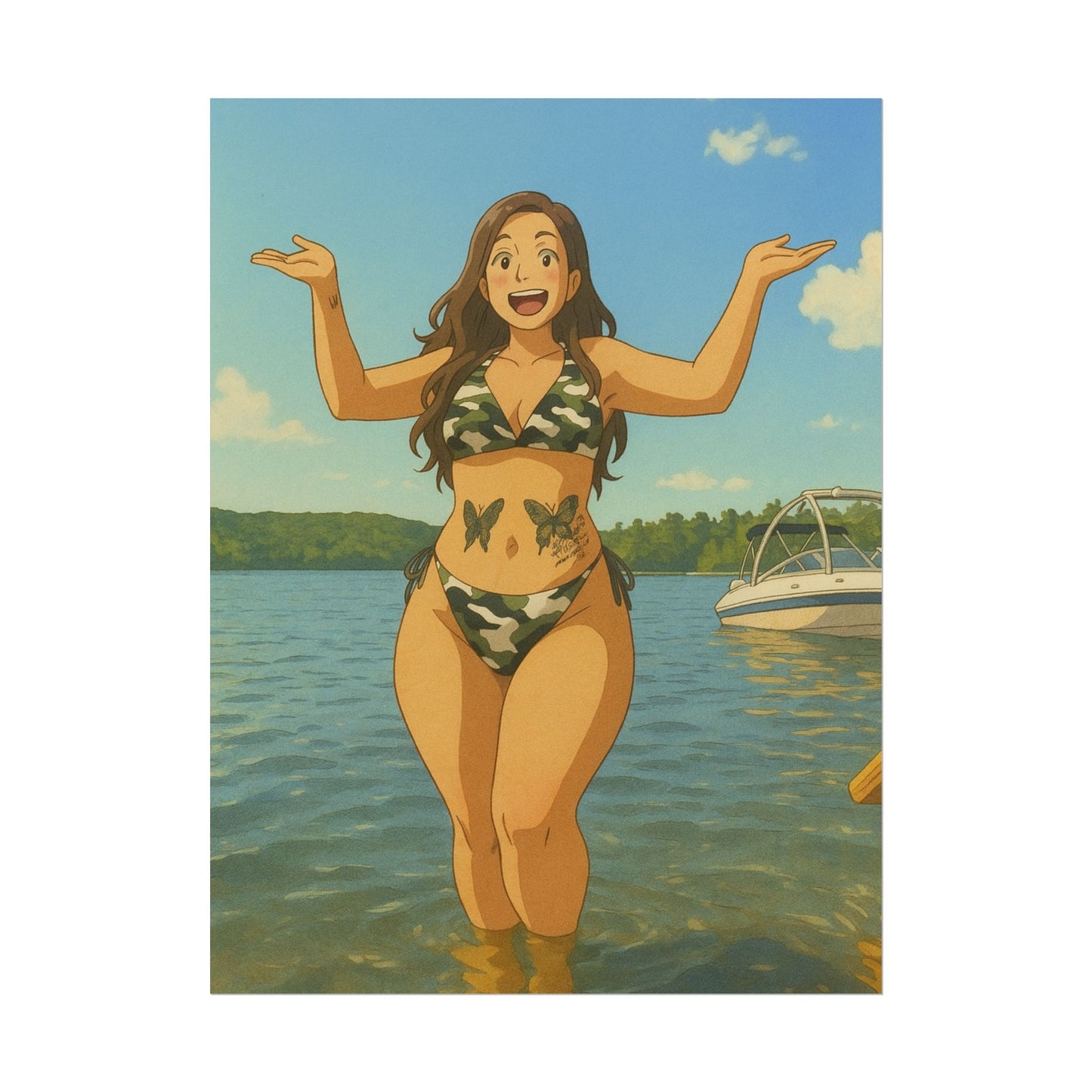 Loco Fits Anime Girls 'Fun at the Lake' Poster