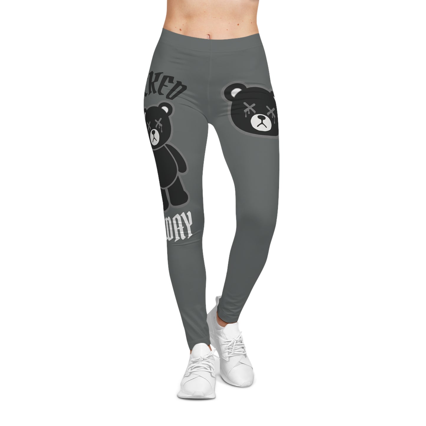 "Wicked Way" Deady Bears Grey, Black & White Women's Casual Leggings