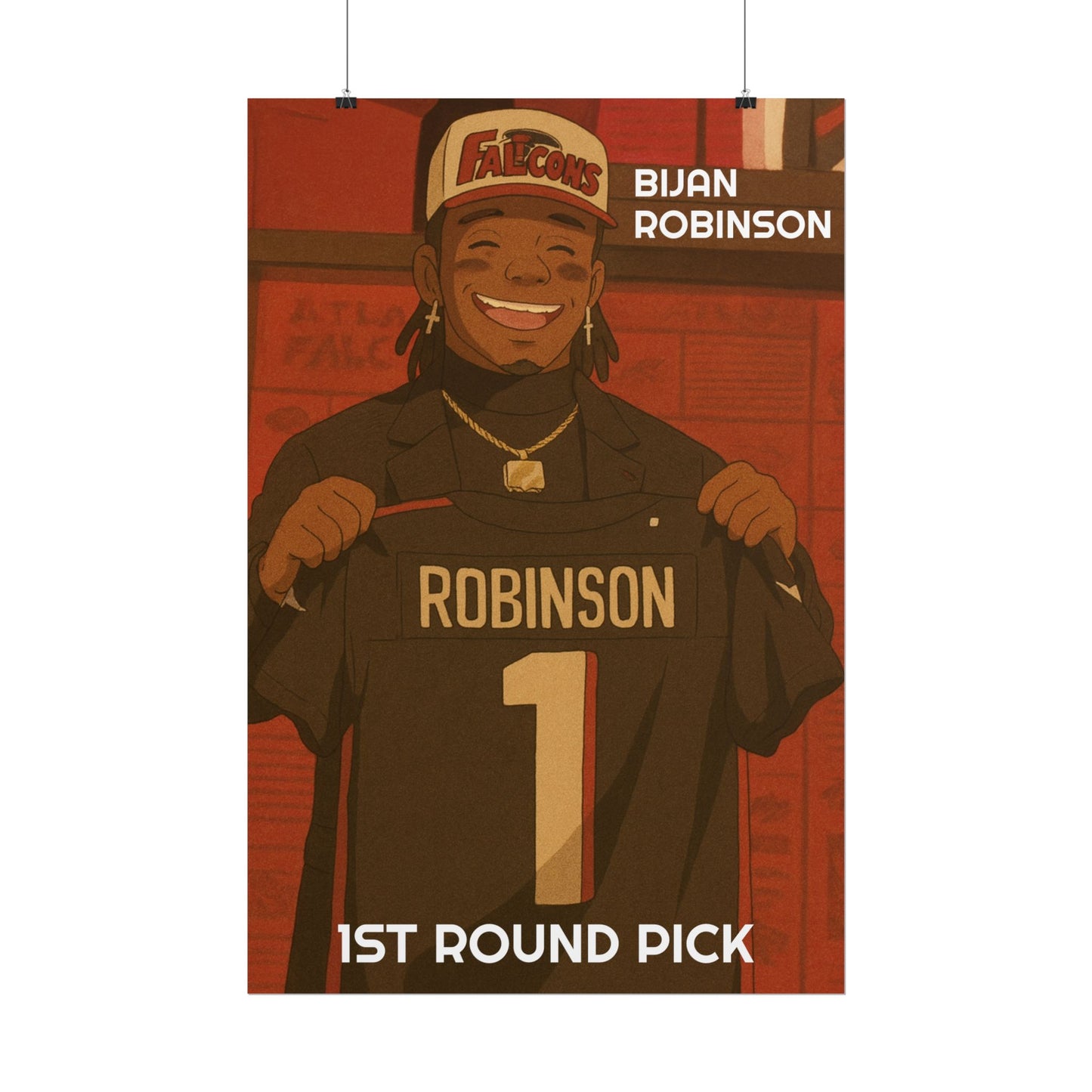 Loco Fits Anime Football '1st Round Pick Bijan Robinson' Poster