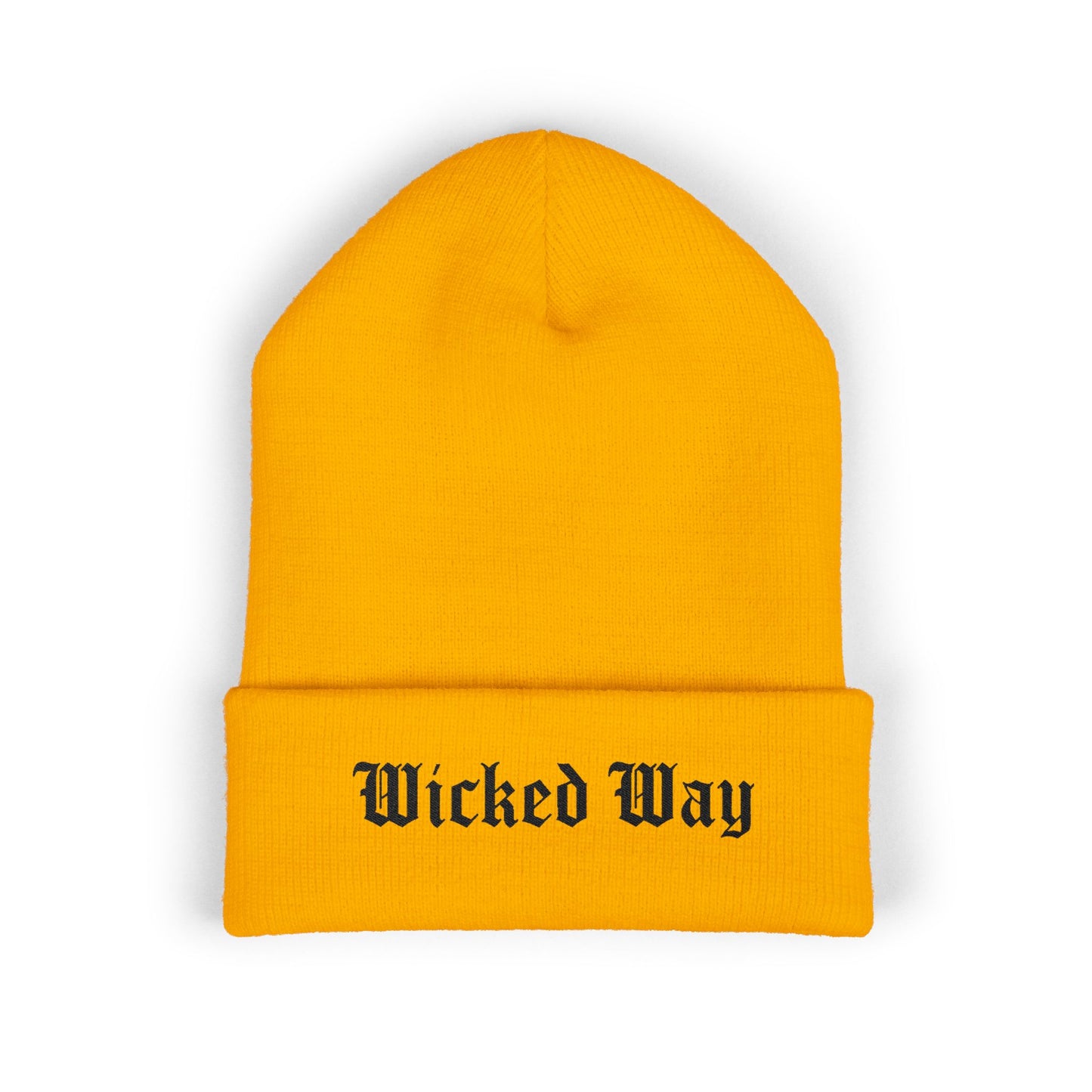 "Wicked Way" Black Script Embroidered Beanie (Multi Color Options)