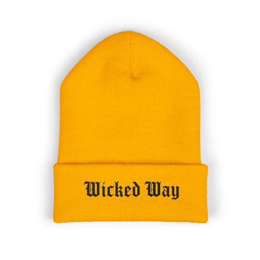 "Wicked Way" Black Script Embroidered Beanie (Multi Color Options)