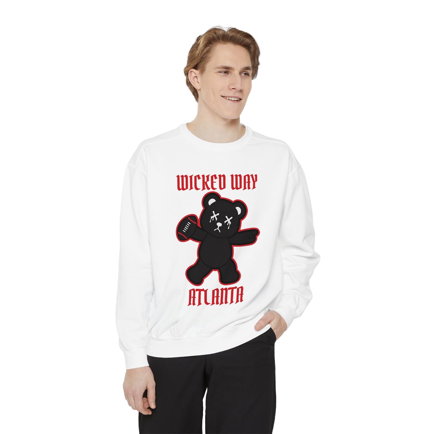"Wicked Way" Atlanta Deady Bear Football Dyed Sweatshirt