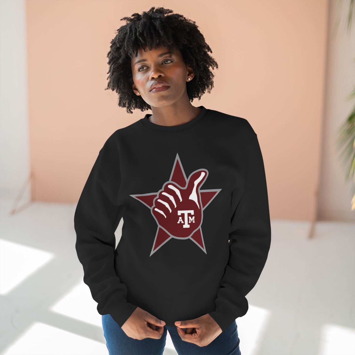 'Texas A&M Lone Star Thumbs Up' Cotton Crewneck Sweatshirt