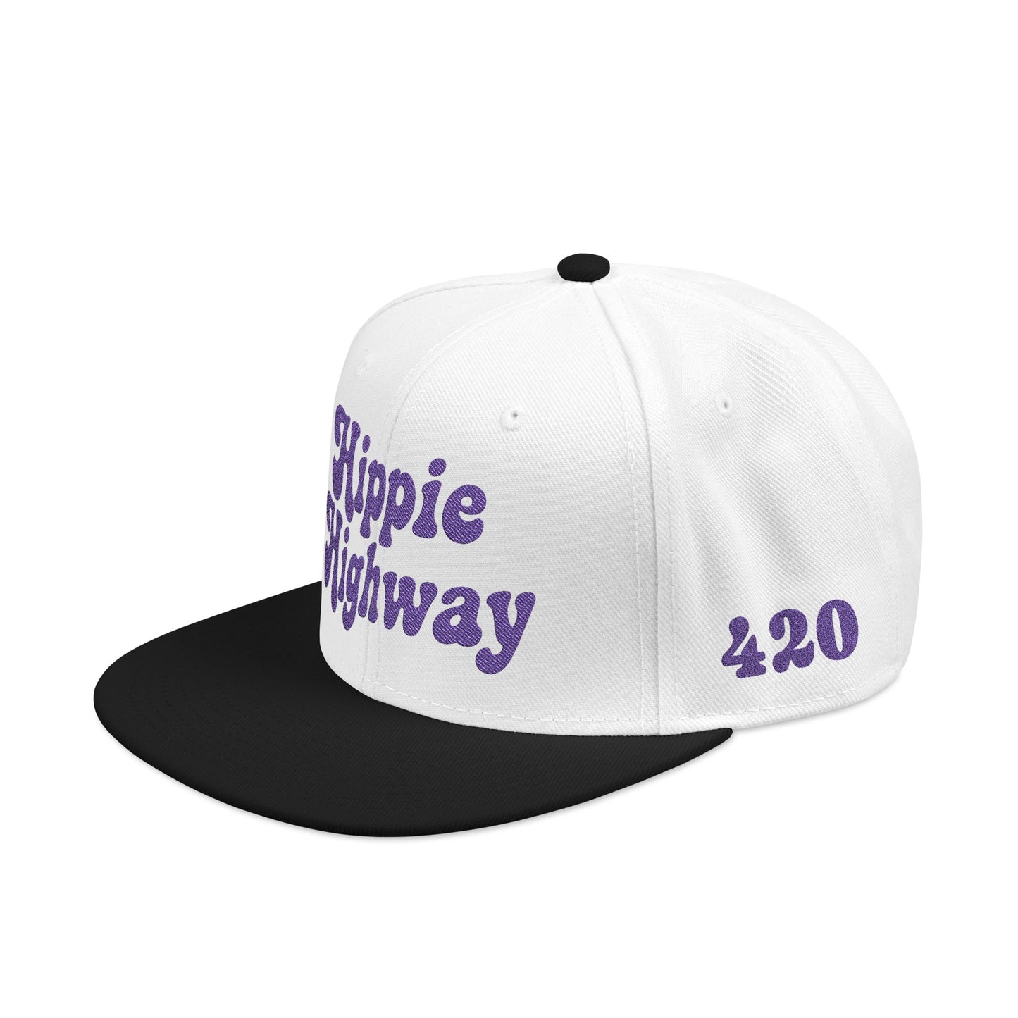 White "Hippie Highway" #420 Purple Haze Bus Snapback Cap