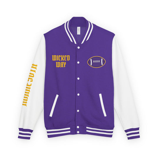 Purple & White "Wicked Way" Minnesota Deady Bear Football Heavyweight Letterman Jacket