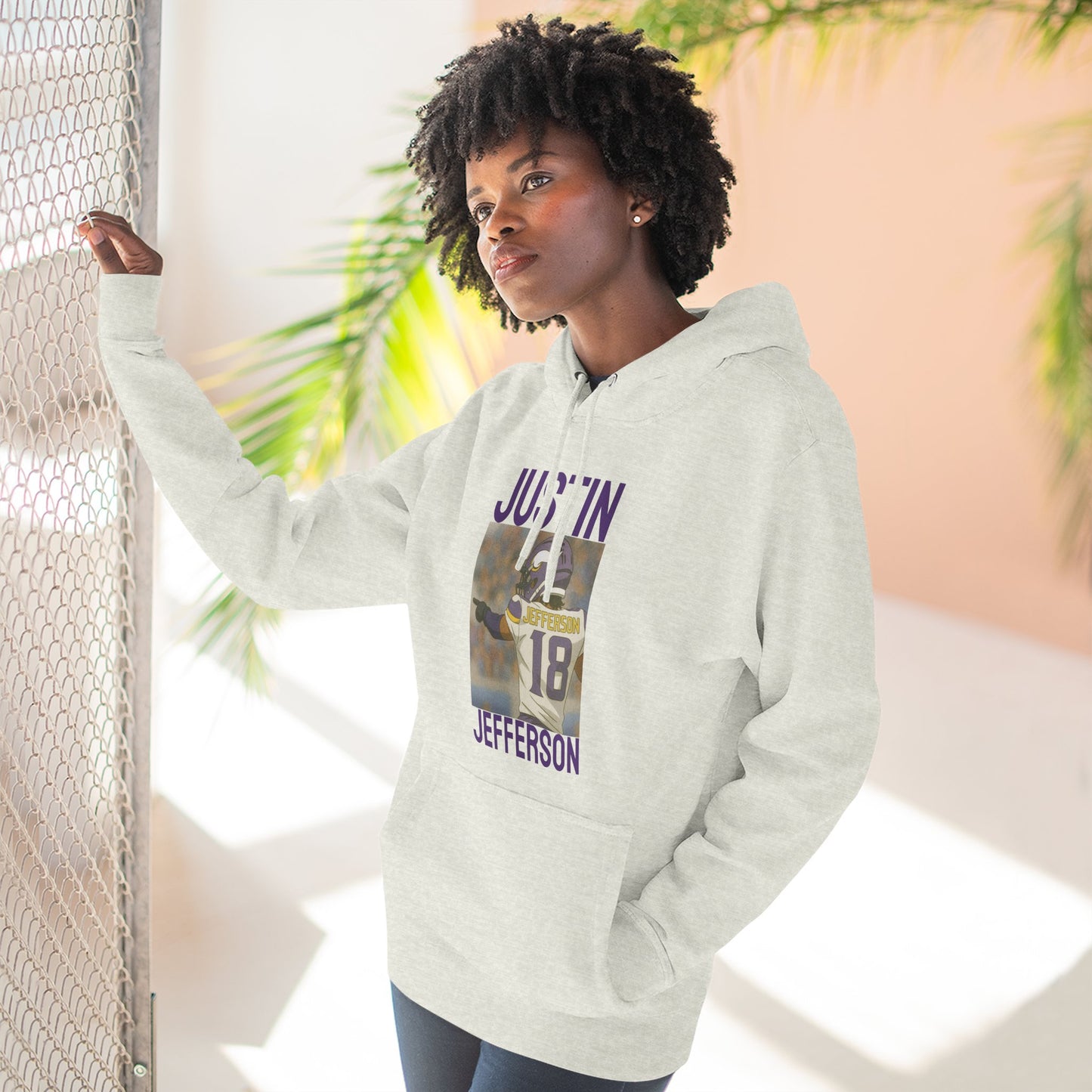 Anime Football 'Justin Jefferson' Three-Panel Fleece Hoodie