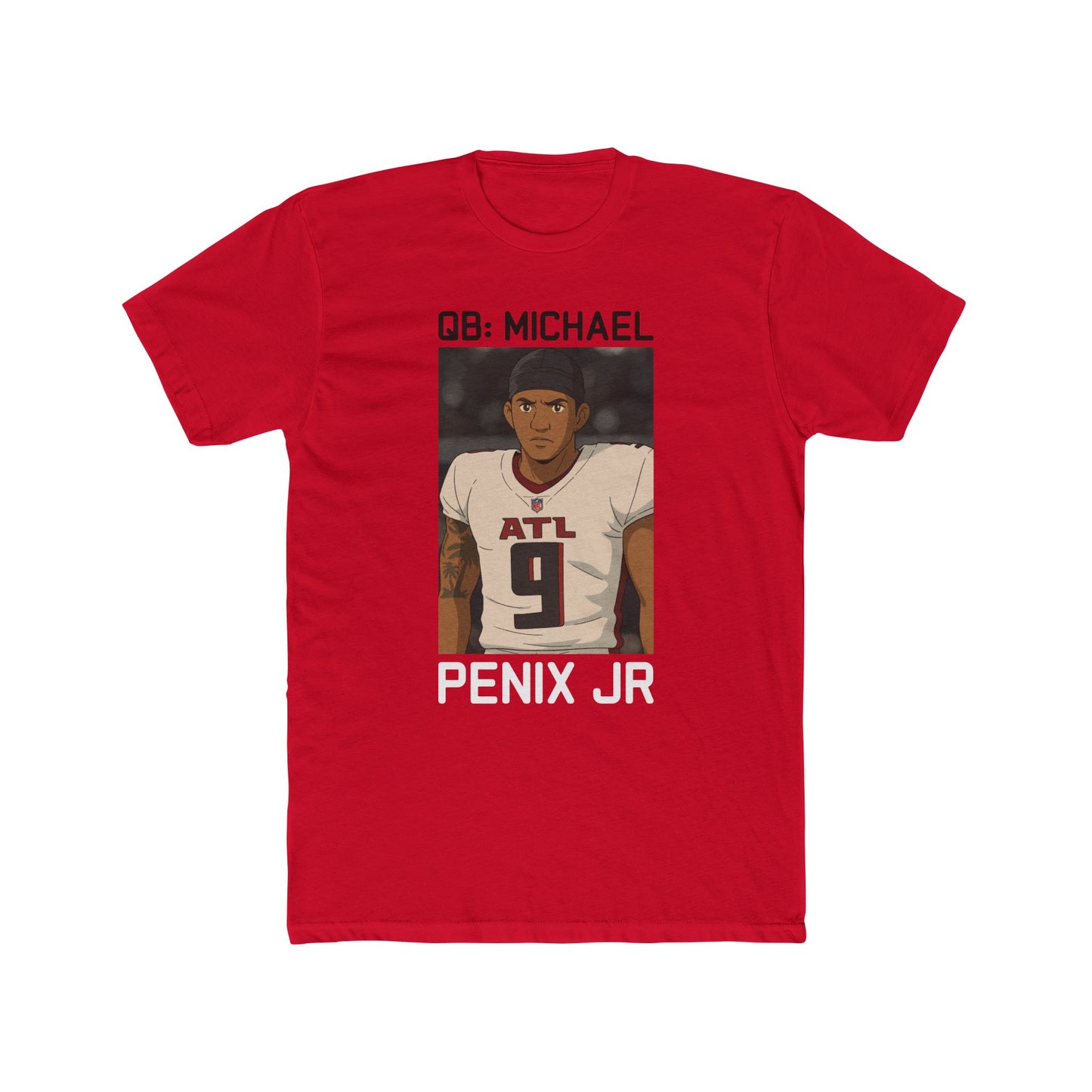 Anime Football 'QB: Michael Penix Jr' Cotton Crew Tee