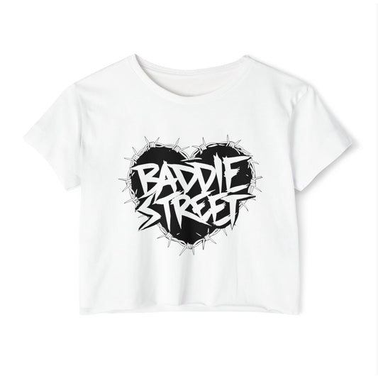 "Baddie Street" Barbed Wire Heart Logo Women's Crop Top