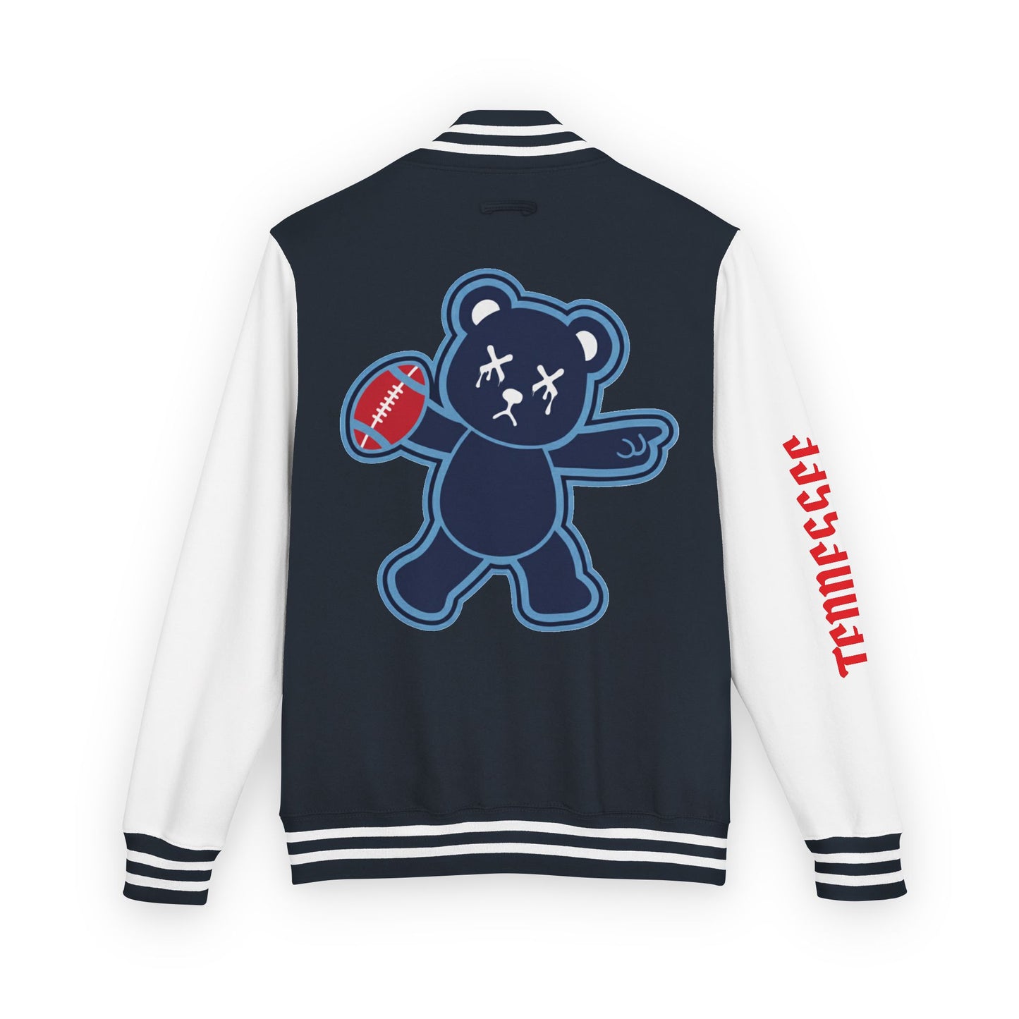 Navy Blue & White "Wicked Way" Tennessee Deady Bear Football Heavyweight Letterman Jacket