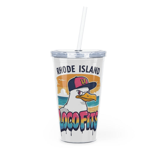 Loco Fits Rhode Island Seagull Plastic Tumbler with Straw - Fun and Stylish Travel Mug