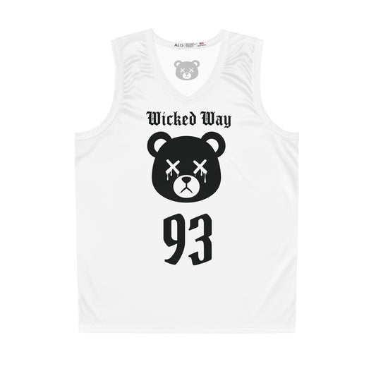 White "Wicked Way" #93 Dead Bear Head Alt. Basketball Jersey