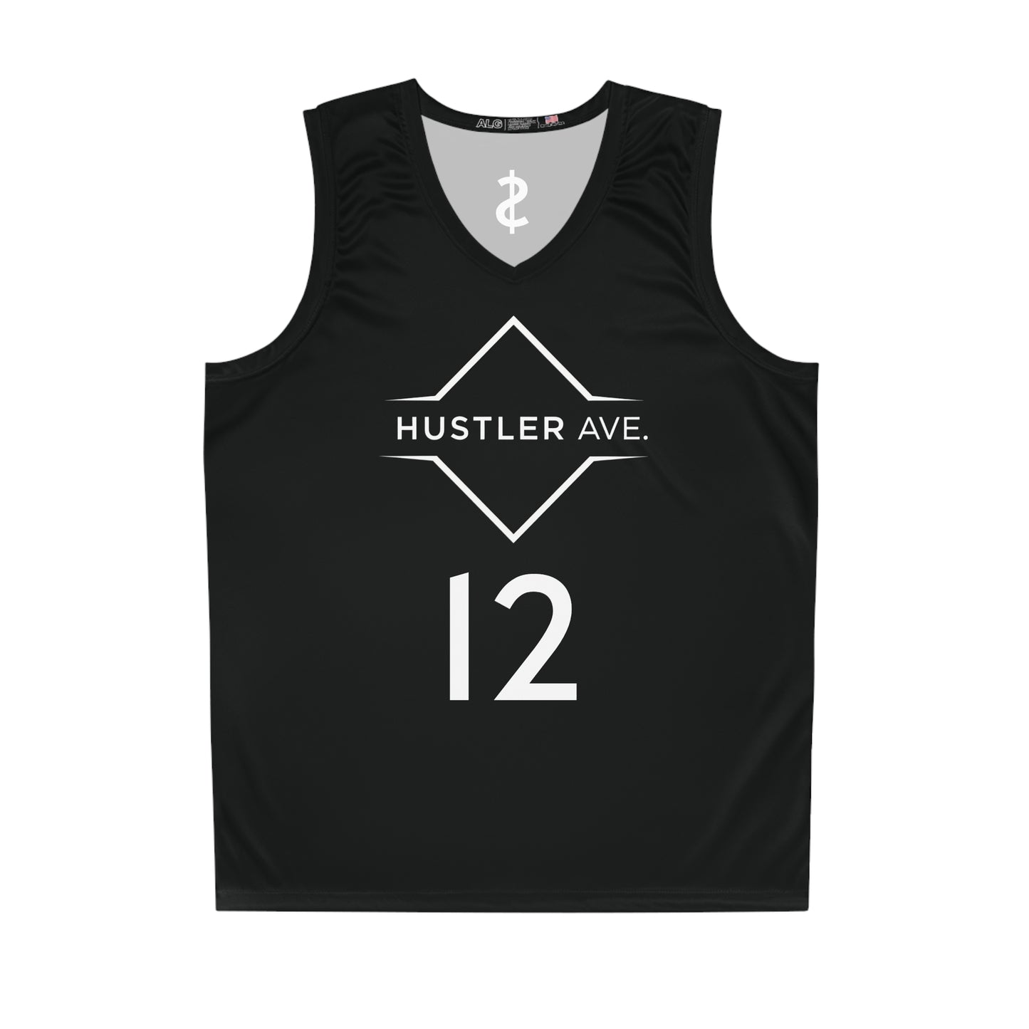 Black "Hustler Ave" #12 Avalanche Motion Alt. Basketball Jersey