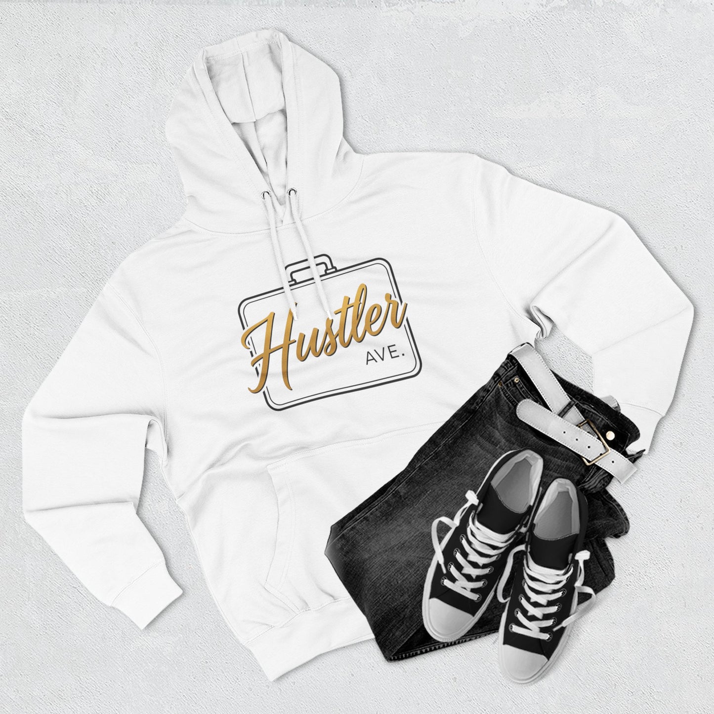 "Hustler Ave" All Business Gold Breifcase Hoodie