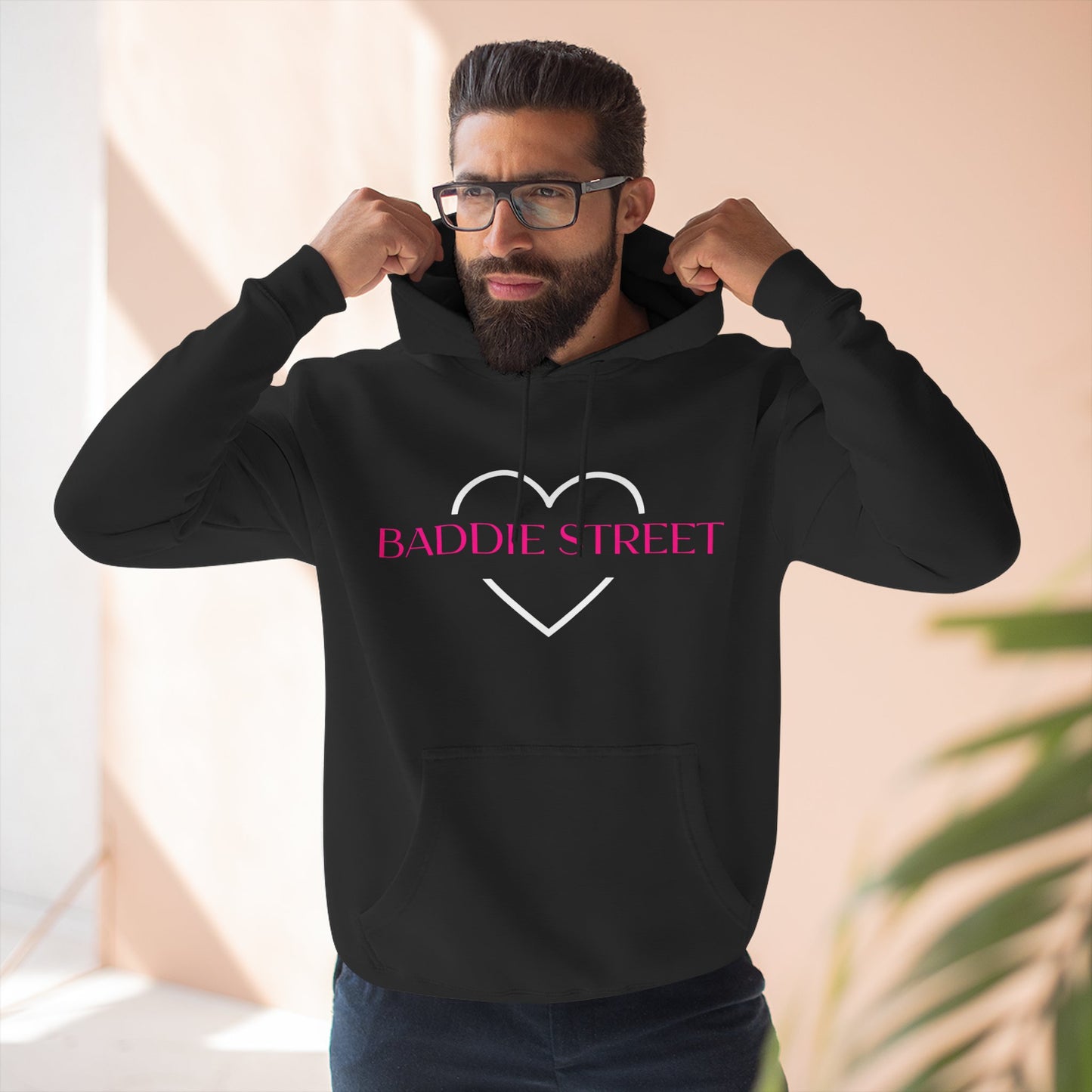 "Baddie Street" Classy Heart Pink Fleece Hoodie