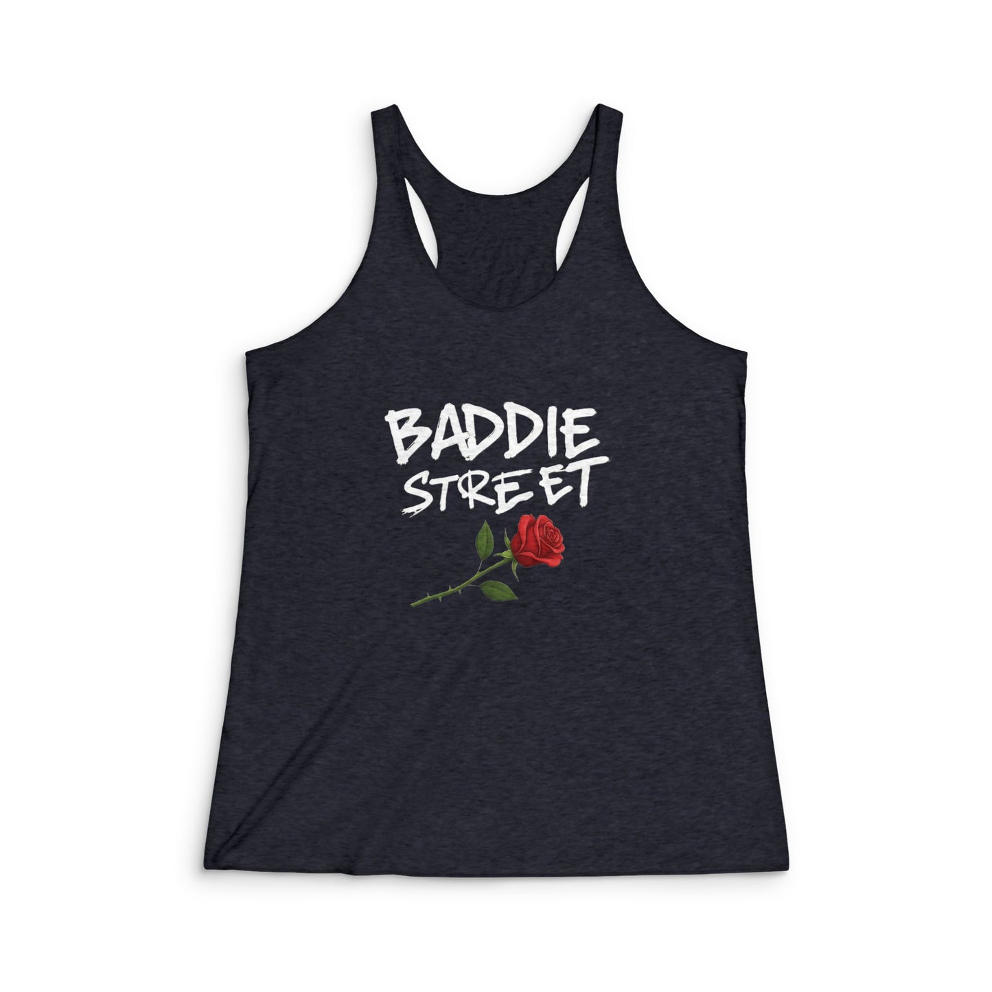 "Baddie Street" Graffiti Script Rose Woman's Racerback Tank