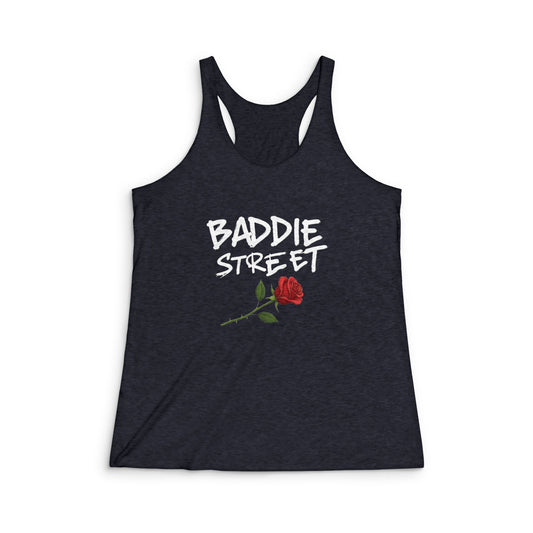 "Baddie Street" Graffiti Script Rose Woman's Racerback Tank