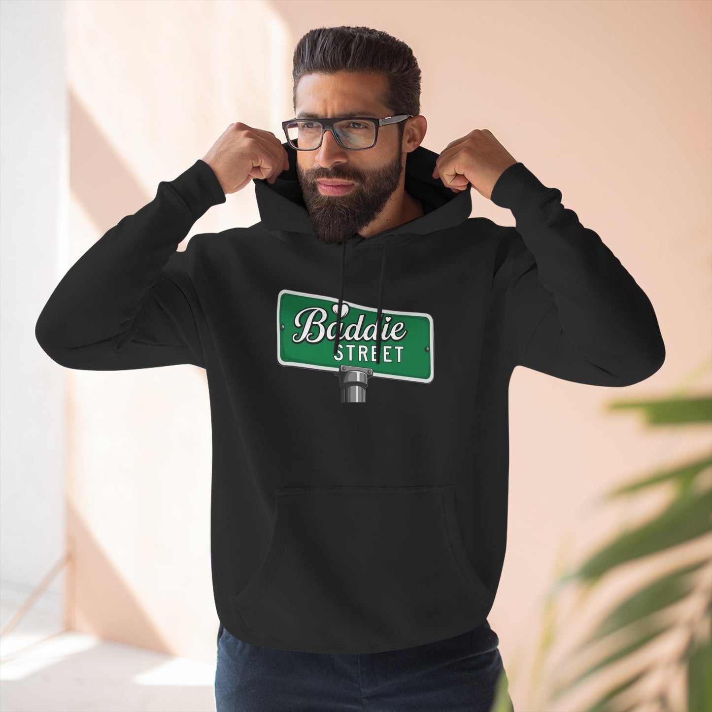 "Baddie Street" Bold Street Sign Fleece Hoodie