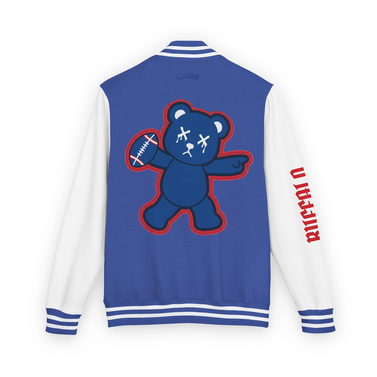 Royal Blue & White "Wicked Way" Buffalo Deady Bear Football Heavyweight Letterman Jacket