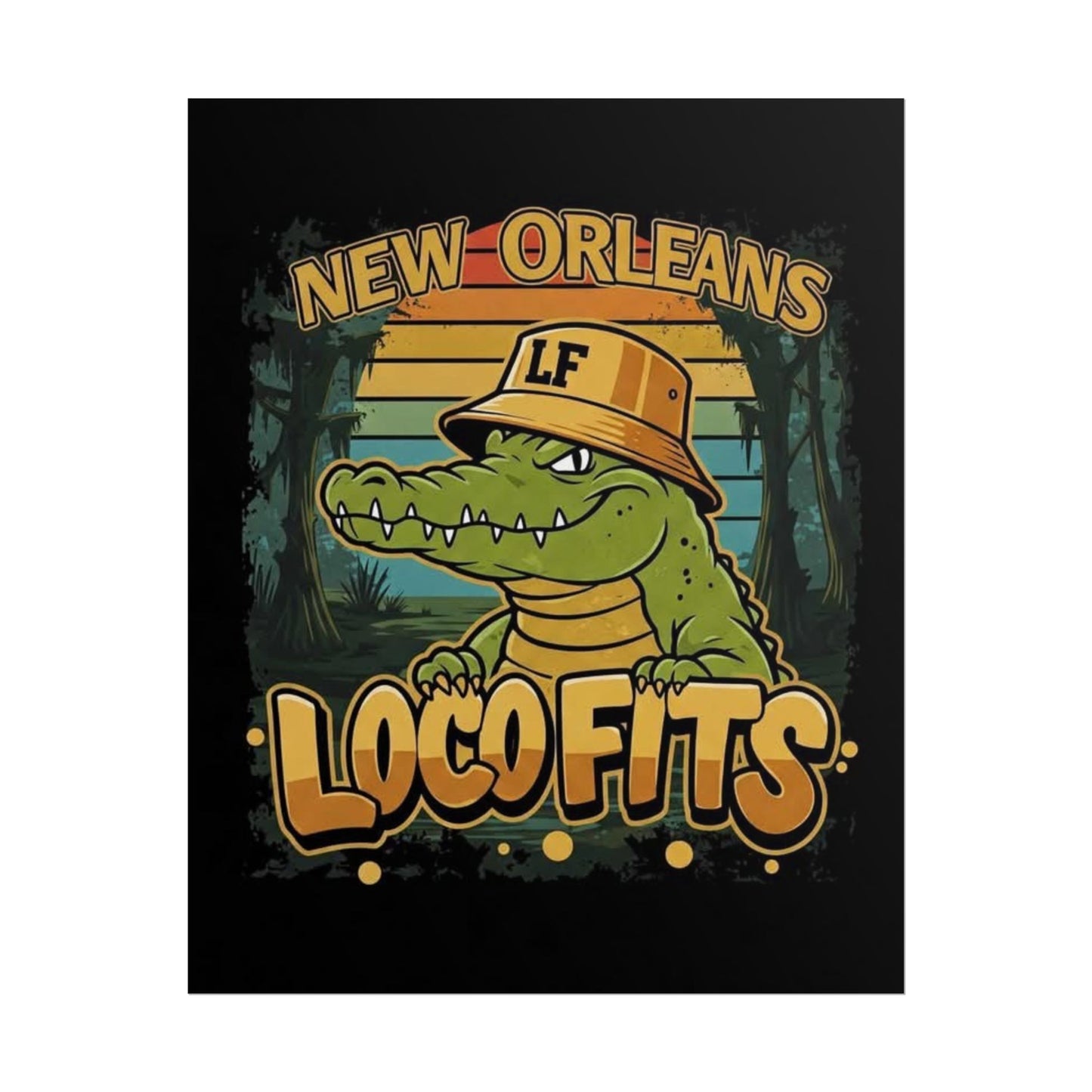 New Orleans Loco Fits Gator Wall Art Poster - Loco Fits Design