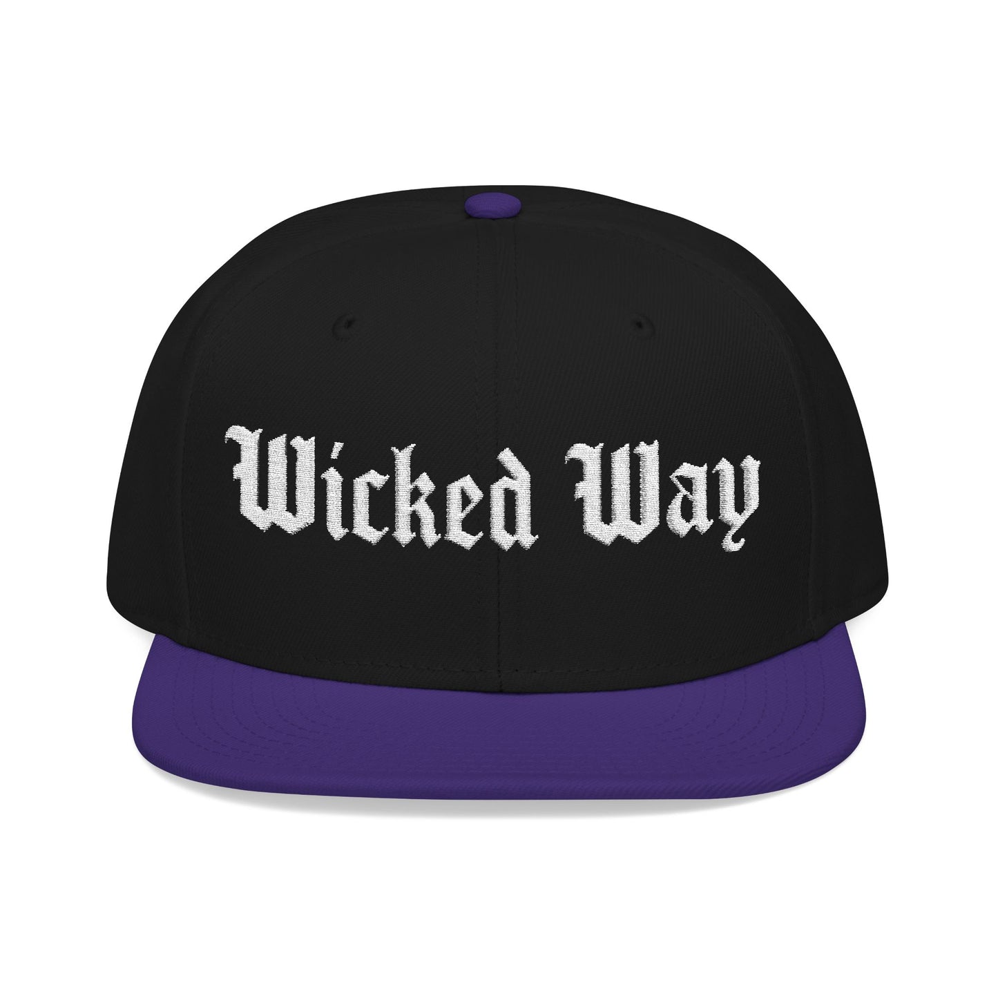 Base "Wicked Way" White Gothic Script Snapback