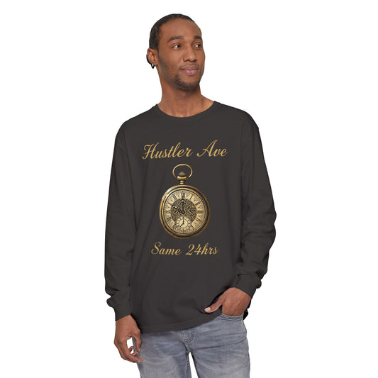 "Hustler Ave" Same 24Hrs Pocket Watch Long Sleeve Tee
