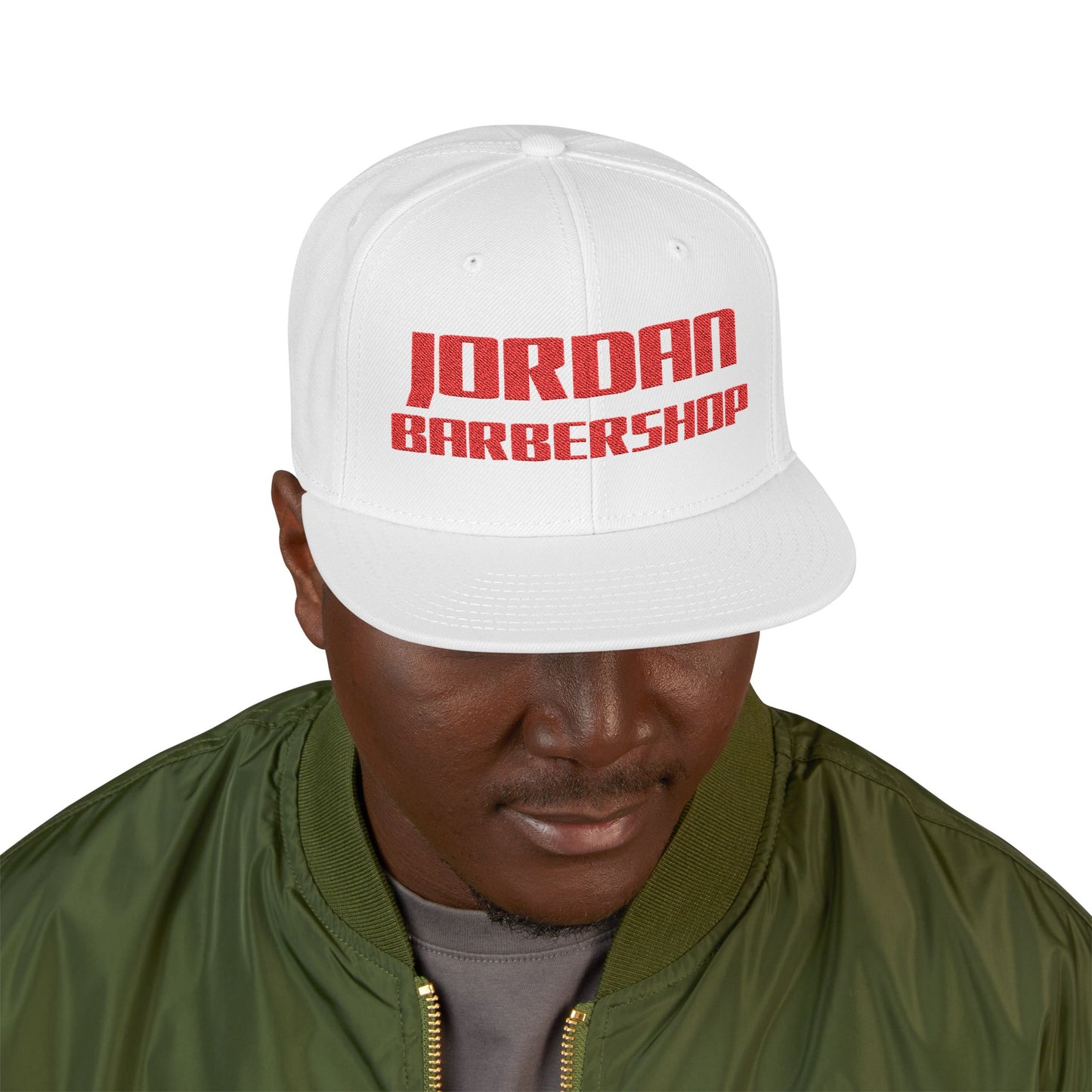 Jordan Barbershop Red Text Snapback