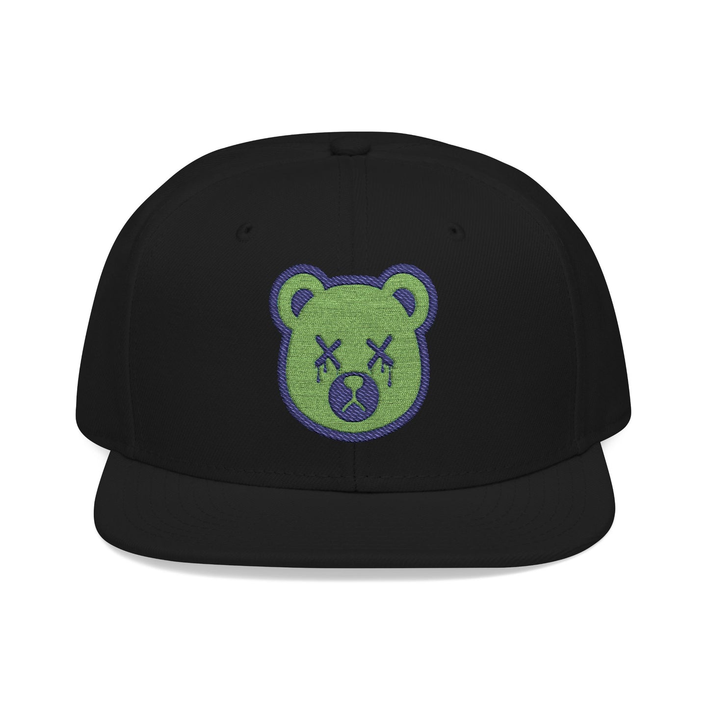 "Wicked Way" Deady Bear Head Green & Blue Snapback