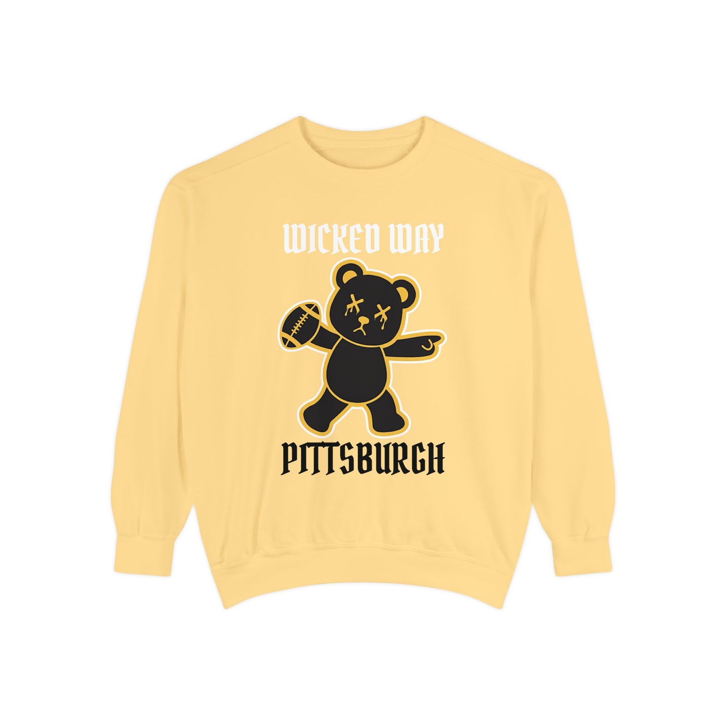 "Wicked Way" Pittsburgh Deady Bear Football Dyed Sweatshirt