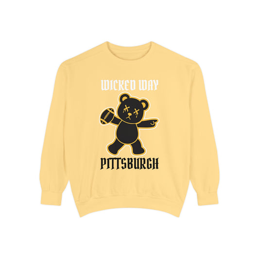 "Wicked Way" Pittsburgh Deady Bear Football Dyed Sweatshirt