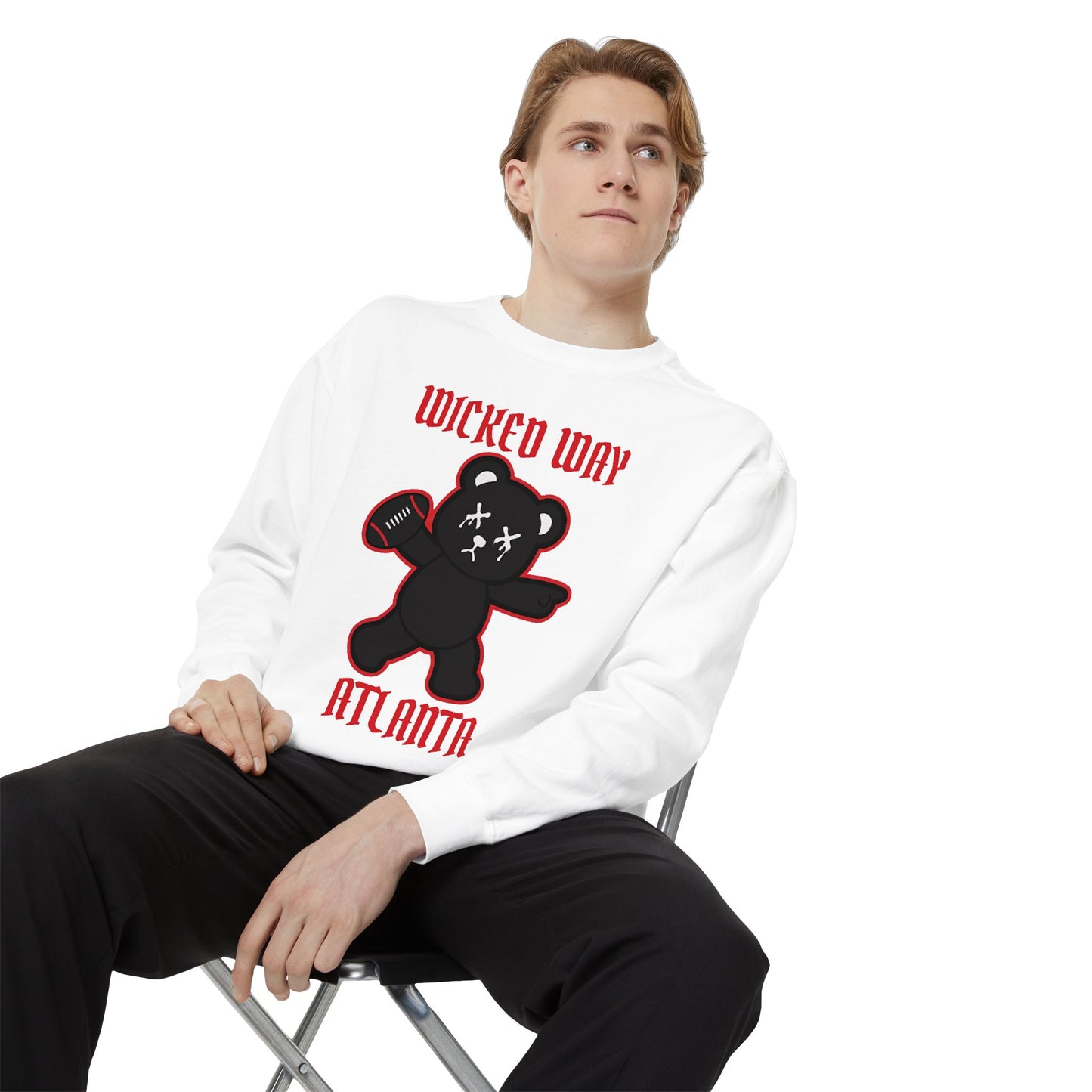 "Wicked Way" Atlanta Deady Bear Football Dyed Sweatshirt