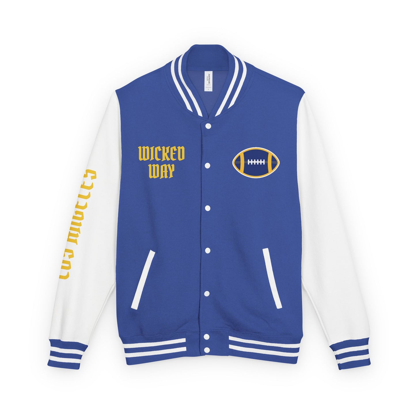 Royal Blue & White "Wicked Way" Los Angeles R Deady Bear Football Heavyweight Letterman Jacket