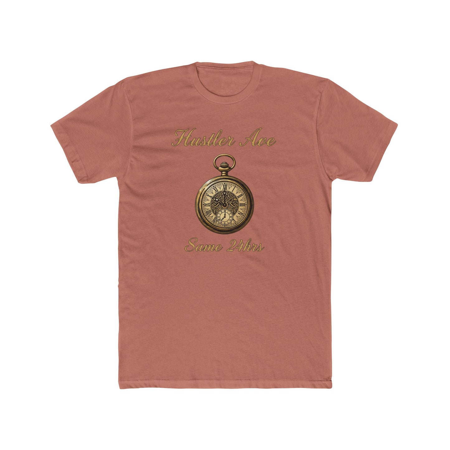 "Hustler Ave" Same 24Hrs Pocket Watch Cotton Crew Tee