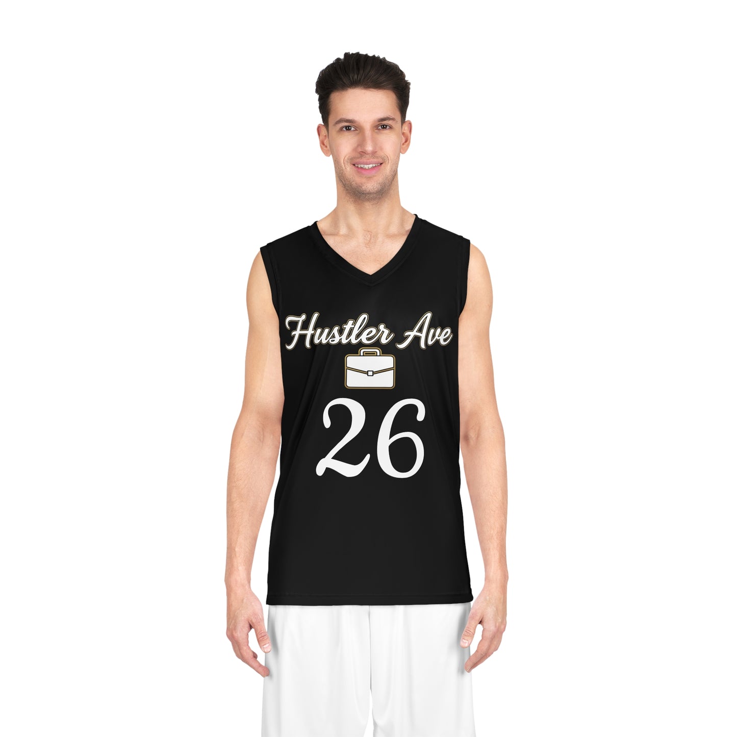 Black "Hustler Ave" #26 All Business Briefcase Alt. Basketball Jersey