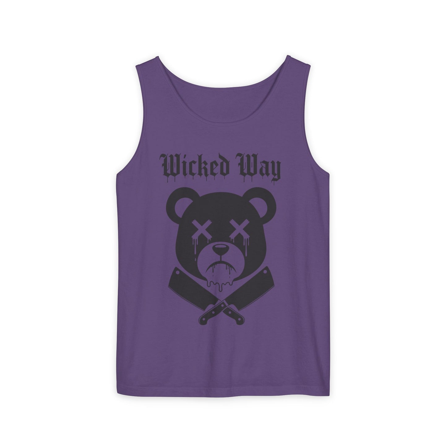 Limited Edition "Wicked Way" Drippy Bear Head Double Butcher Knife Tank Top