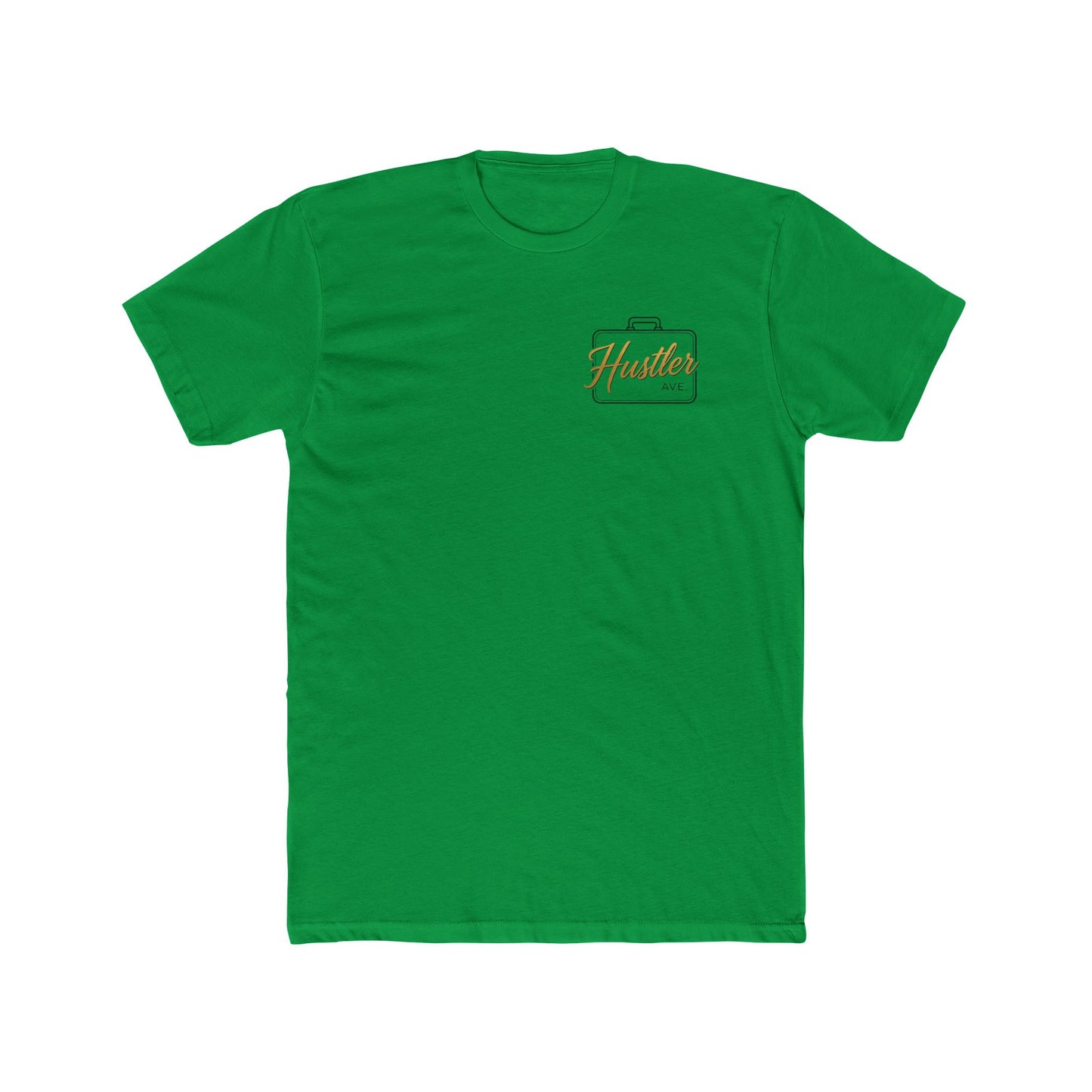 "Hustler Ave" All Business Gold Briefcase Pocket Logo Cotton Crew Tee