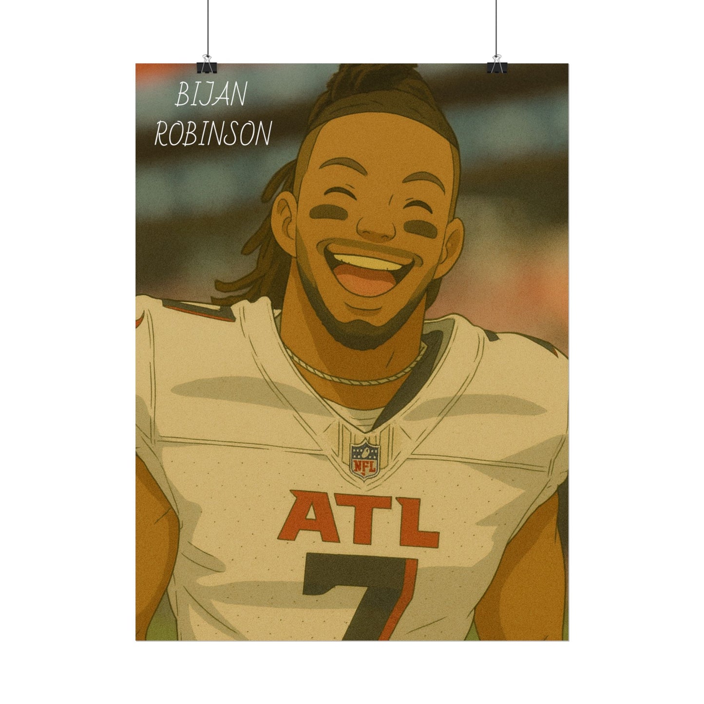 Loco Fits Anime Football 'Happy Bijan Robinson' Poster